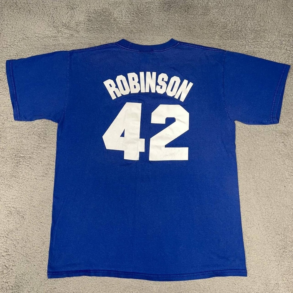 Cooperstown Majestic Brooklyn Dodgers Jackie Robinson T Shirt Men's XL Blue #42